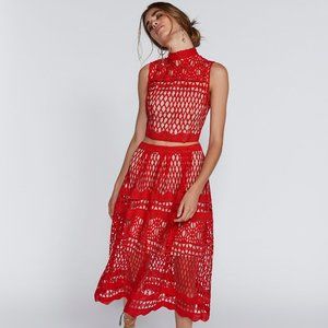 Ministry of Style Red Two Piece Set Crochet Dress